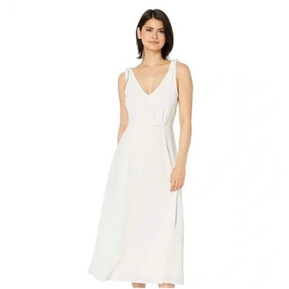 Betsey Johnson V Neck White Chiffon Midi Dress